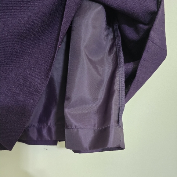 KASPER ASL size 12 vintage 2 Piece Skirt Suit Gold Buttons Shoulder Pads Purple - Picture 11 of 16